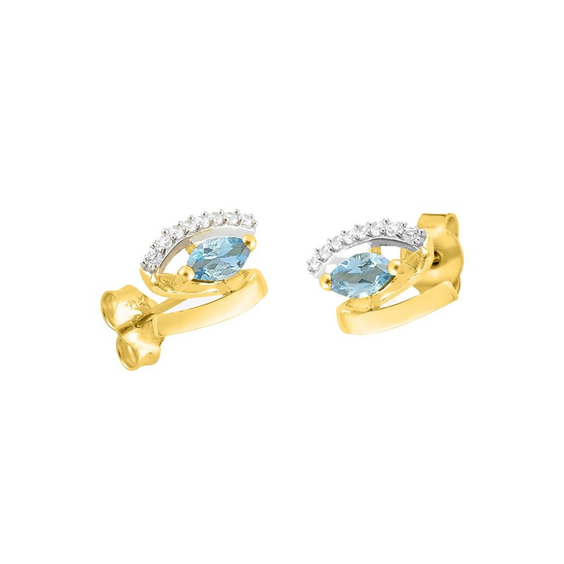 Boucles d'oreilles bicolores femme - topaze - Or 9 Carats