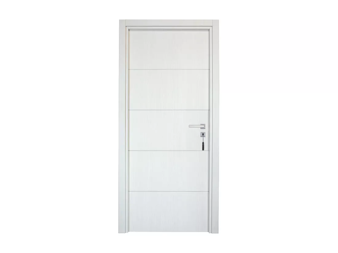 Bloc-porte pose fin de chantier collection Premium Seymour, H.204 x l.83 cm, aspect chêne blanc, réversible