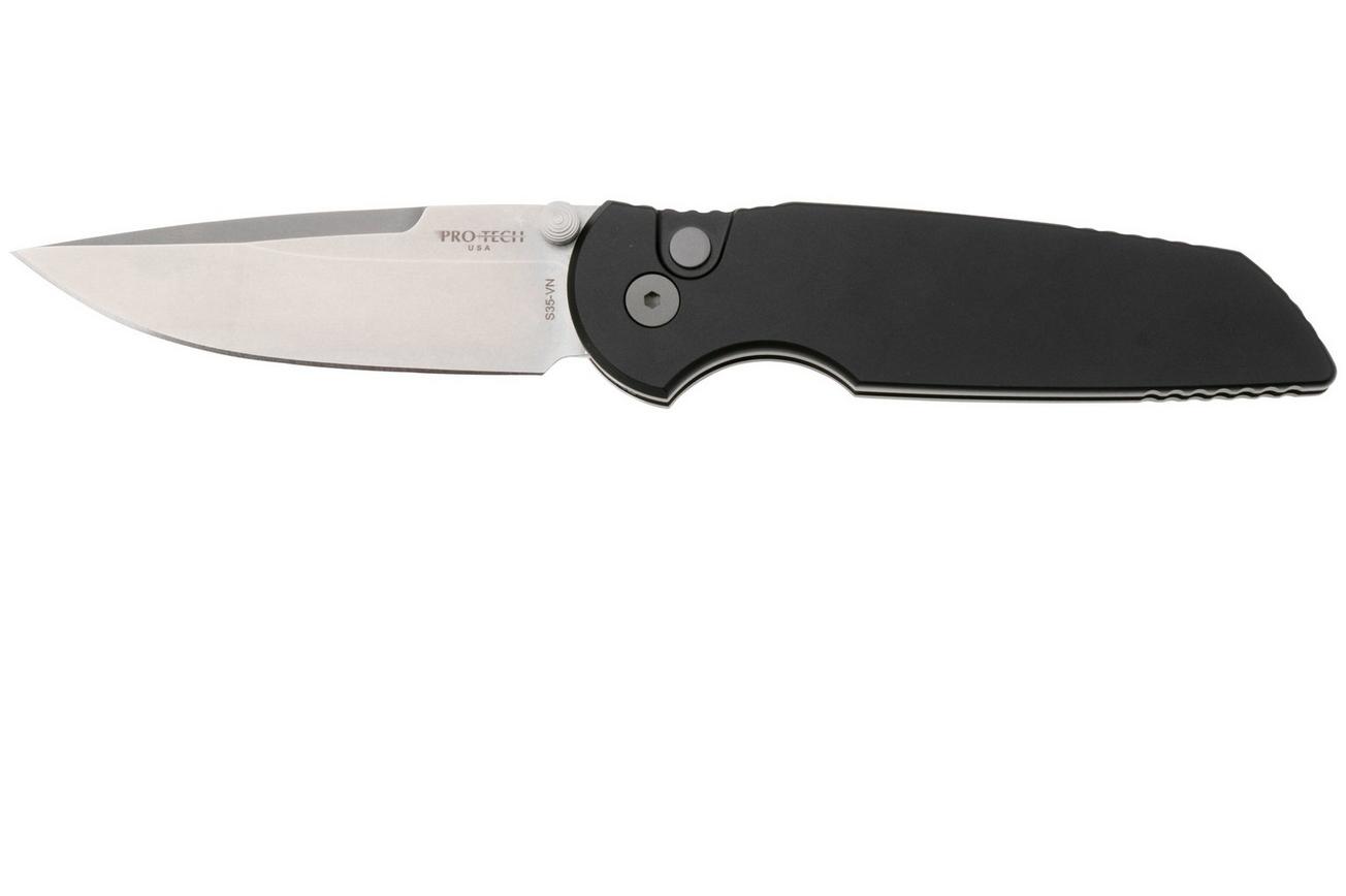 Pro-Tech TR-3 Integrity INT101, Stonewashed S35VN, Solid Black Manual Aluminum, zakmes