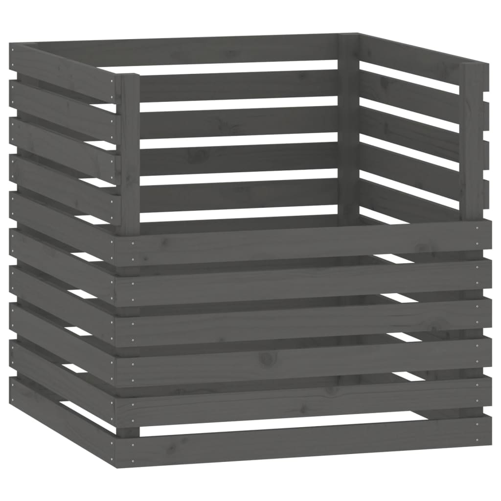 Composteur gris 80x80x78 cm bois massif de pin