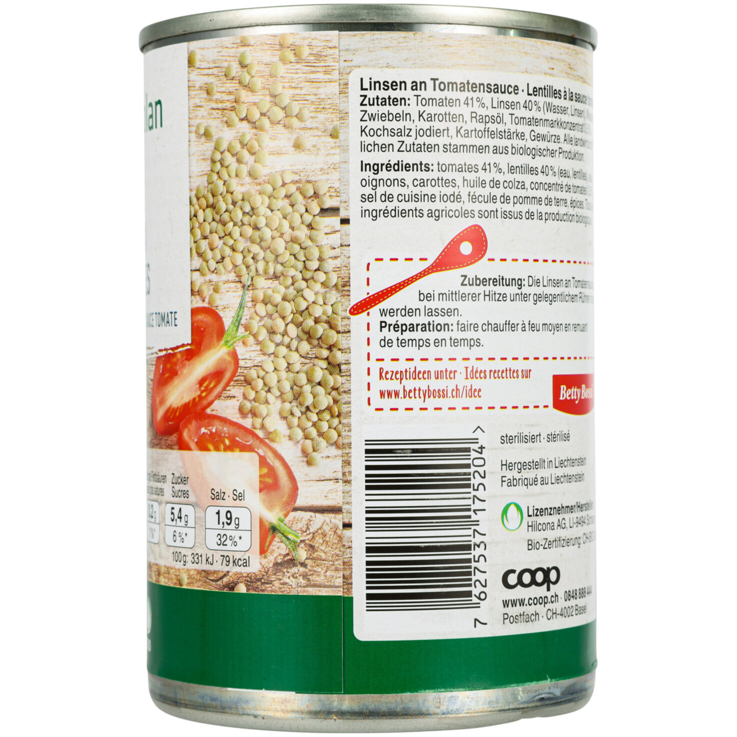 Naturaplan Bio Linsen an Tomatensauce