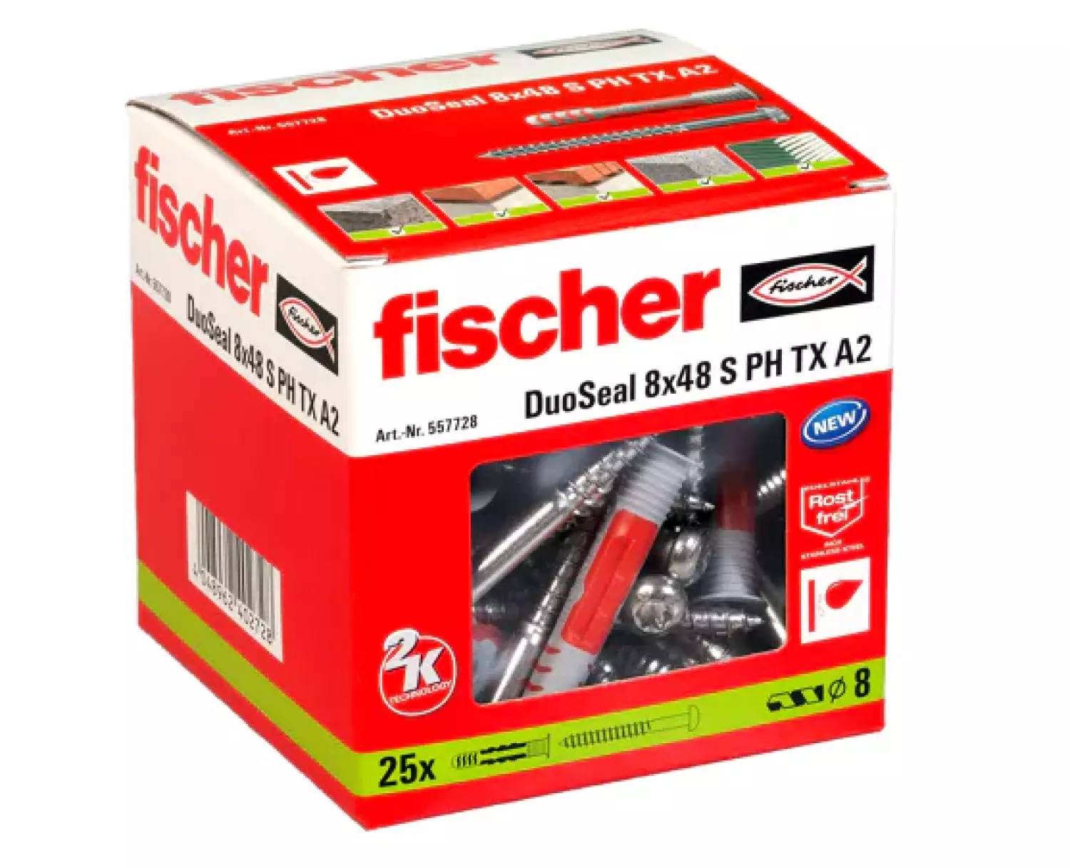 Fischer 557728 DuoSeal met RVS A2 bolkopschroef - 8 x 48 mm (25st)