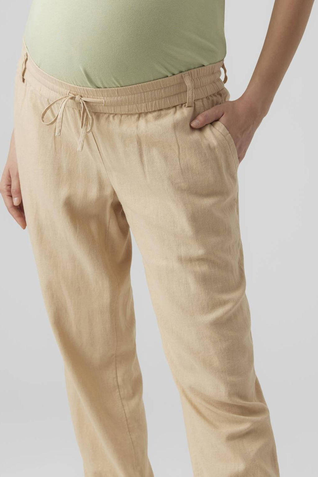 MAMALICIOUS regular fit broek MLBEACH met linnen ecru