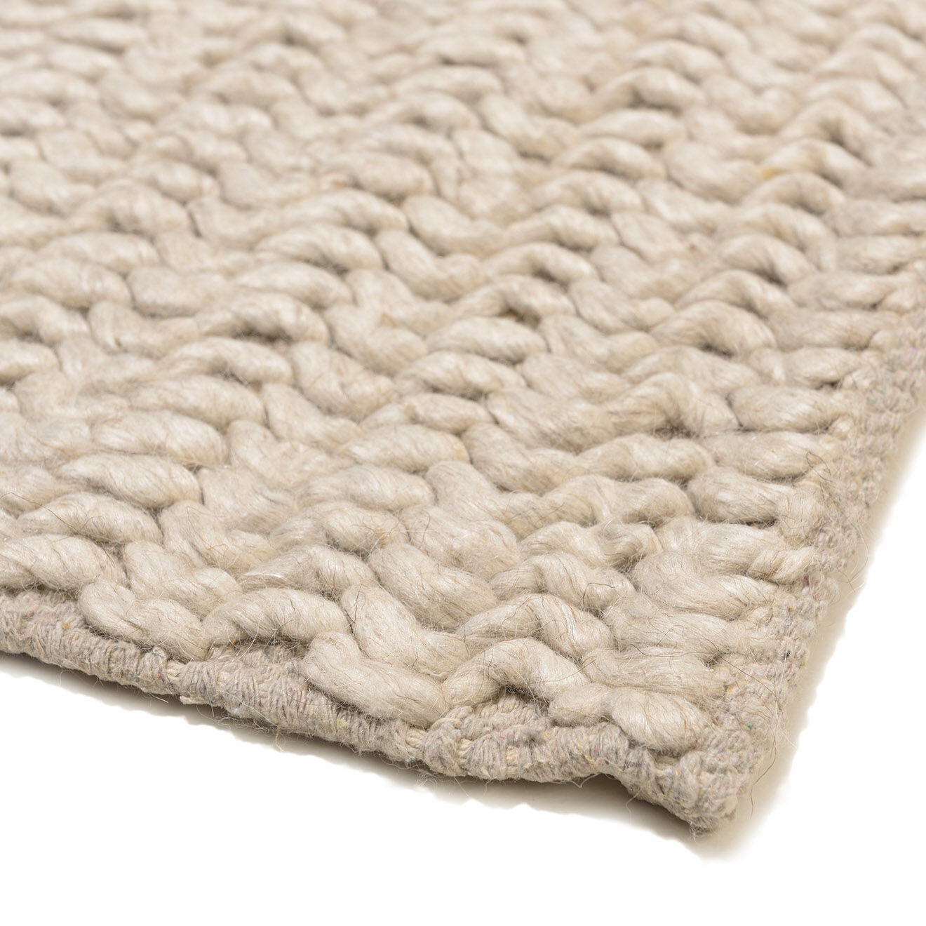Macabane Tapis en Laine tissée Quentin beige - 290x200 cm