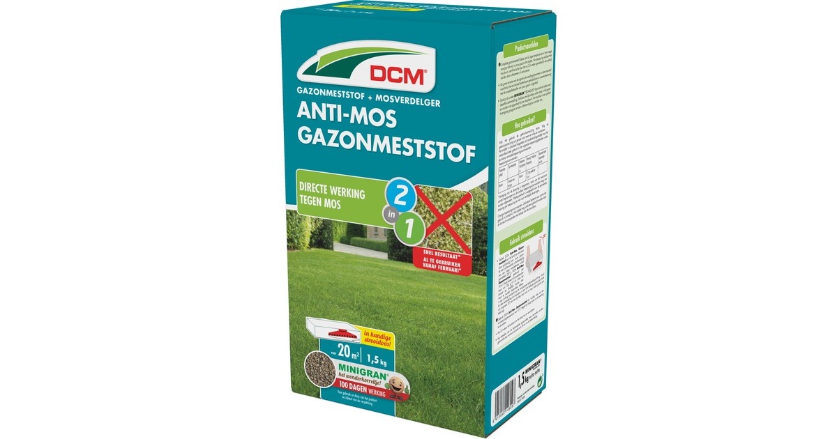 DCMAnti-mos Gazonmeststof 1,5 kg  (Tot 20 m²)