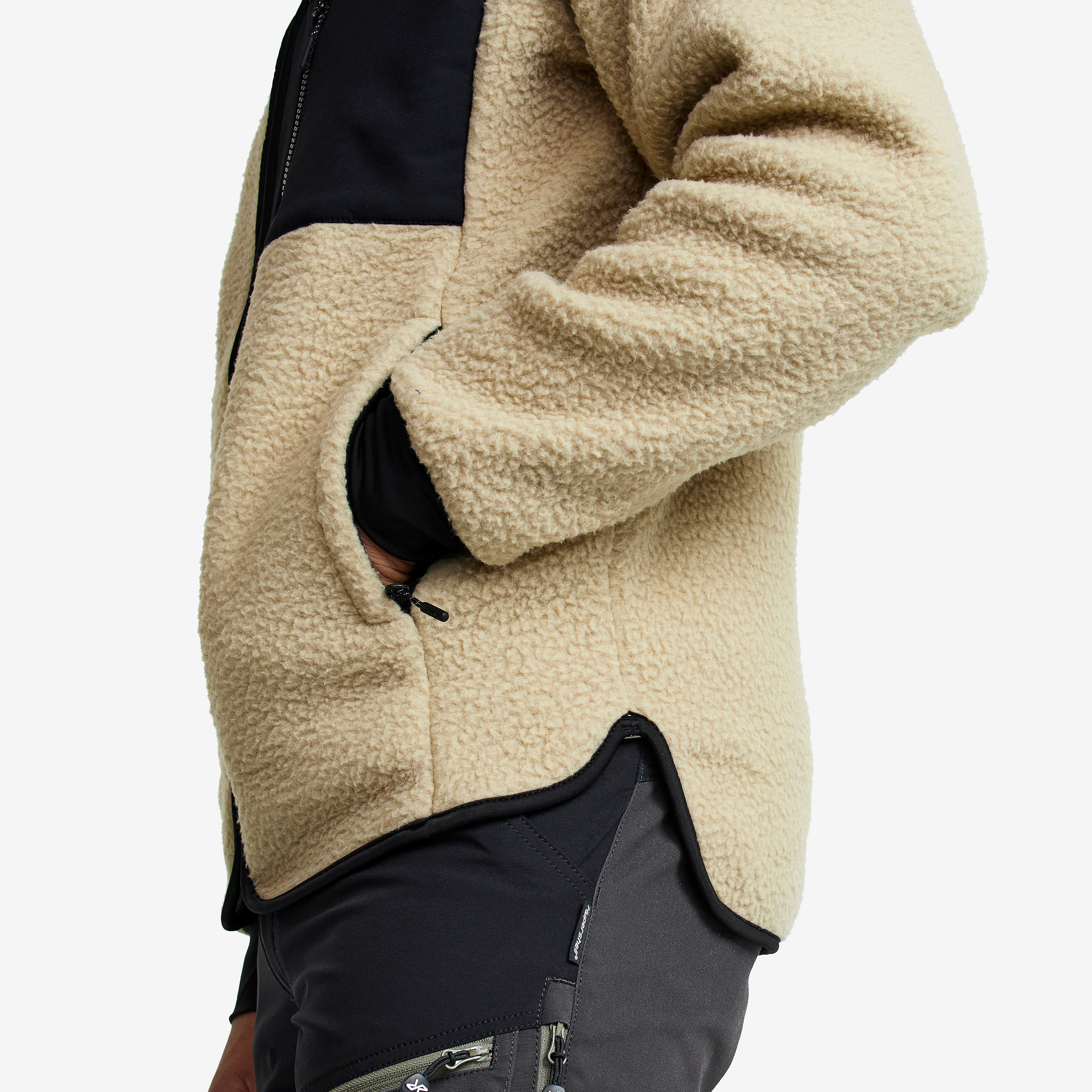 Sherpa Hoodie Herre Beige Khaki