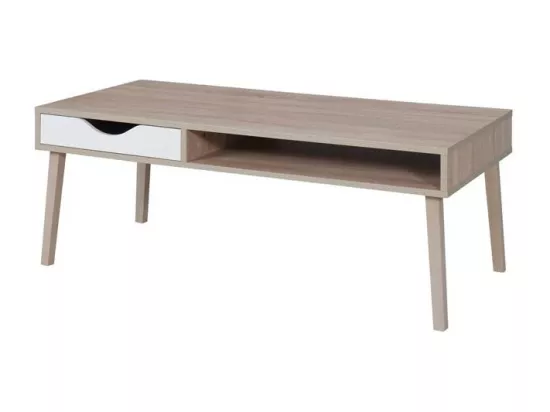 Table basse OSLO - Coloris chêne et blanc - Style scandinave - 120 x 60 x 45 cm