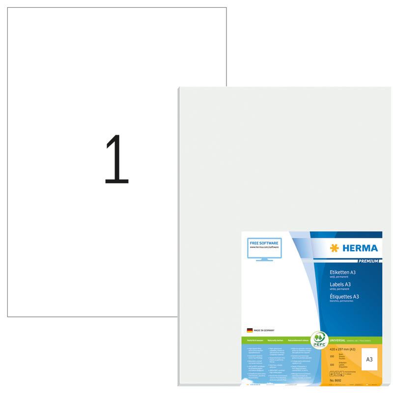 Herma Etiketten, 8692, 297 x 420 mm, 100 Blatt