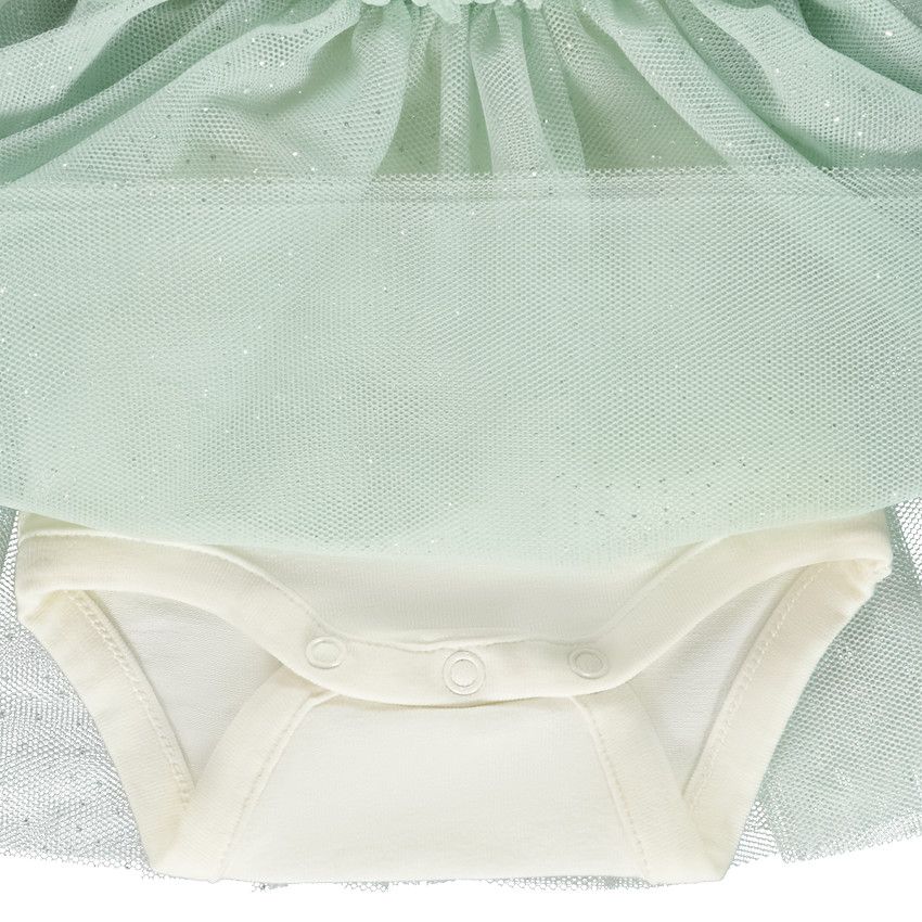 Robe body manches longues effet 2 en 1 bi-matière pour bébé fille - Ecru