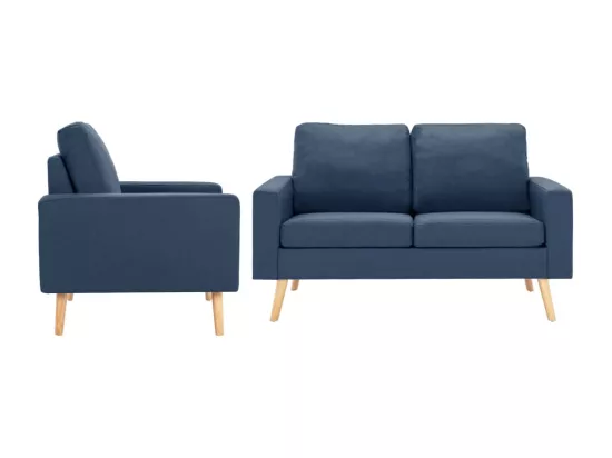 Ensemble de canapé 2 pièces Tissu Bleu