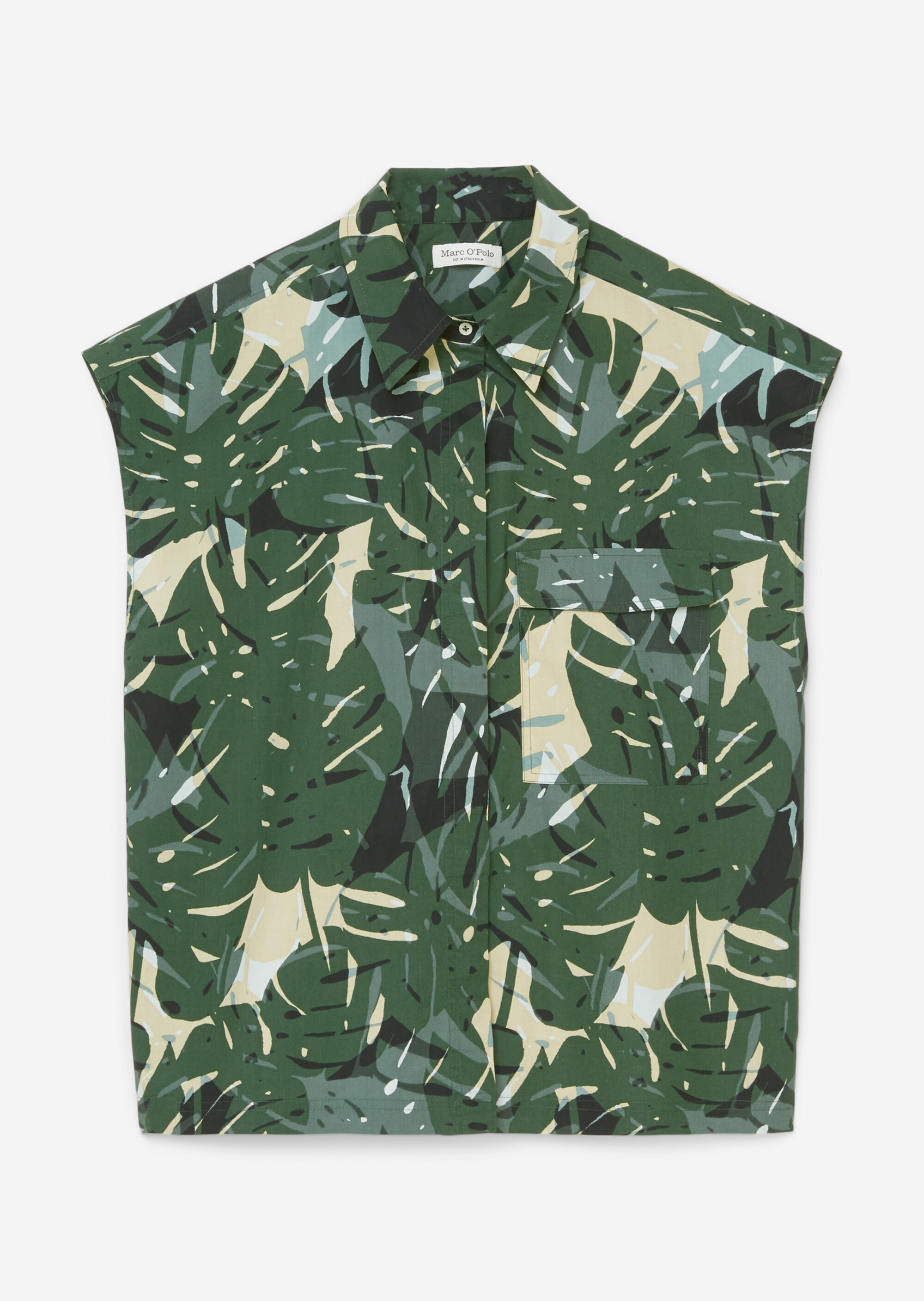 Ärmellose Print-Bluse aus Baumwoll-Popeline