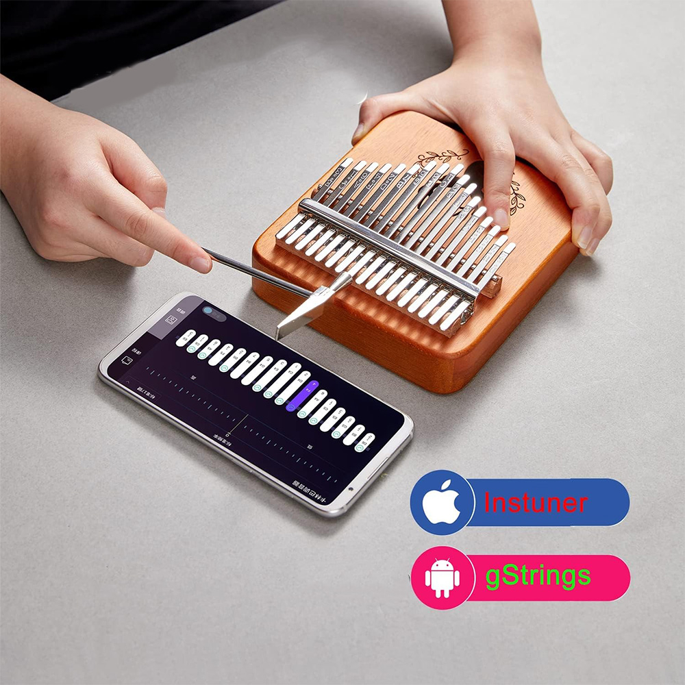 (6-tlg. Set) 17 Schlüssel Holz Kalimba Daumenklavier Lamellophon Musik Instrument mit Stimmhammer