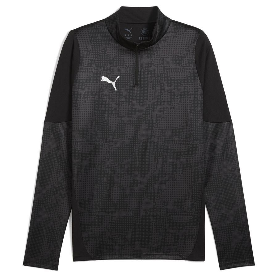 PUMA Maillot d'Entraînement teamCUP Fermeture Éclair 1/4 - Noir/Argenté/Gris