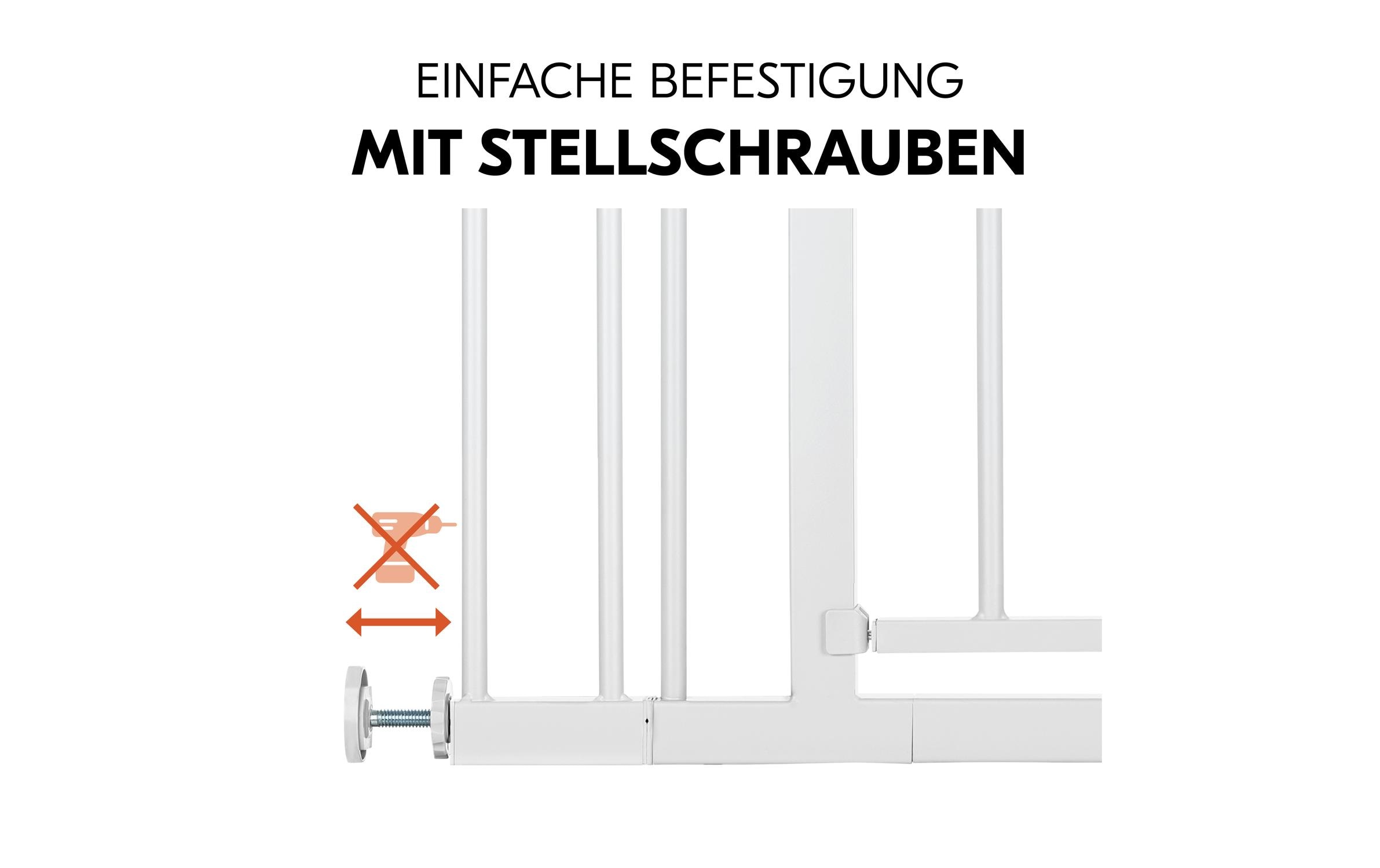 Türschutzgitter Open N Stop 2 Set +9 cm WeissPraktisches, manuell schliessendes Tür- und Treppenschutzgitter-Set
