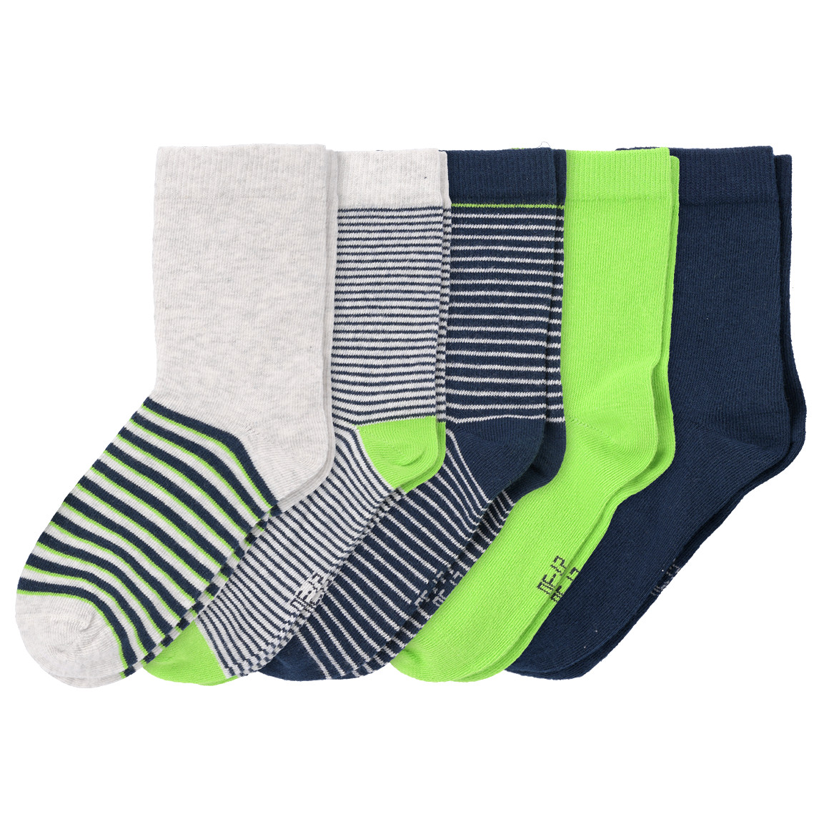 Topolino 5 Paar Jungen Socken in verschiedenen Dessins dunkelblau / hellgrau / hellgrün