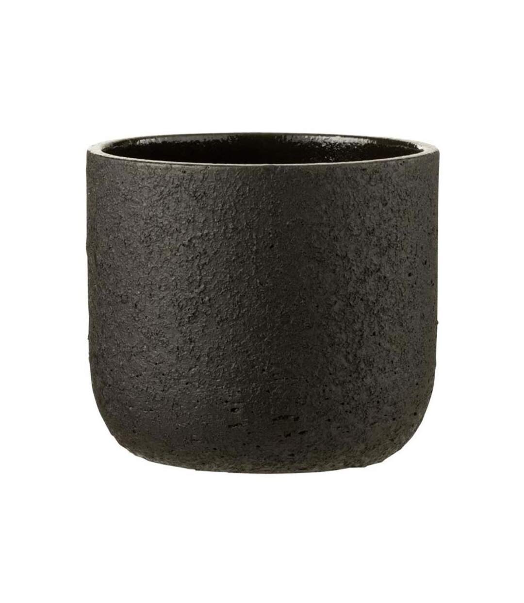 Paris Prix - Cache-pot Design rugueux 25cm Noir