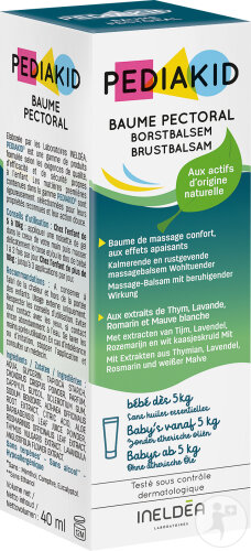 Pediakid Baume Pectoral Bébés +5kg Baume Massage Apaisant 40ml