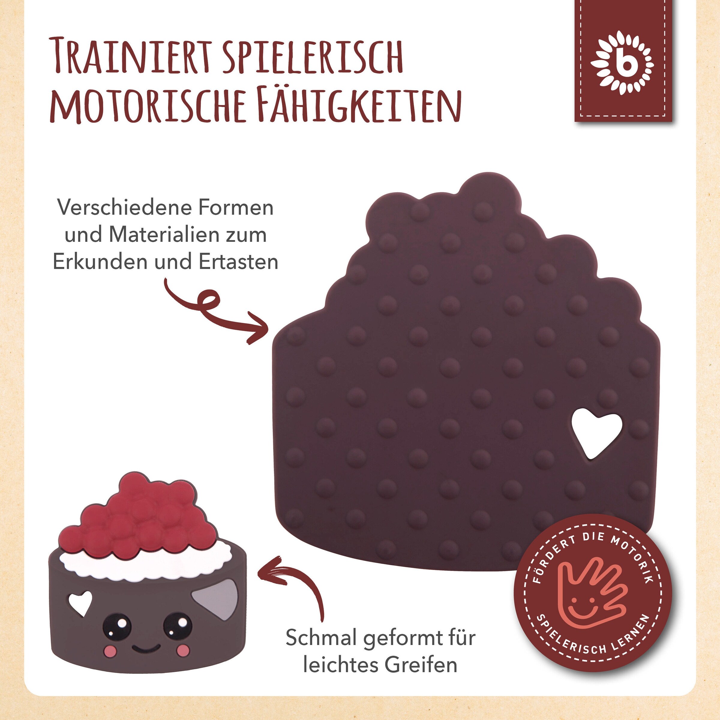 Bieco Beißring Silikon Torte - ab Geburt Braun