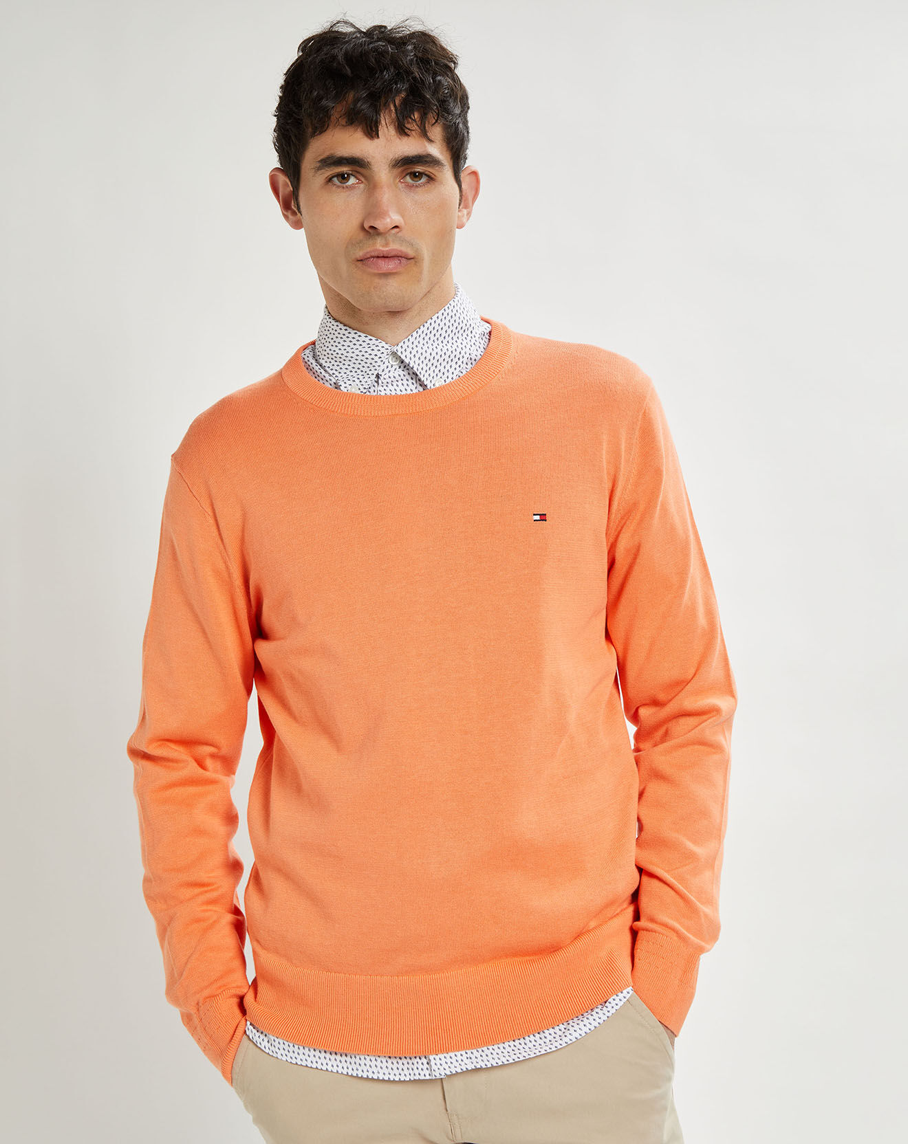 Tommy Hilfiger Pull en Coton Bio & Soie orange