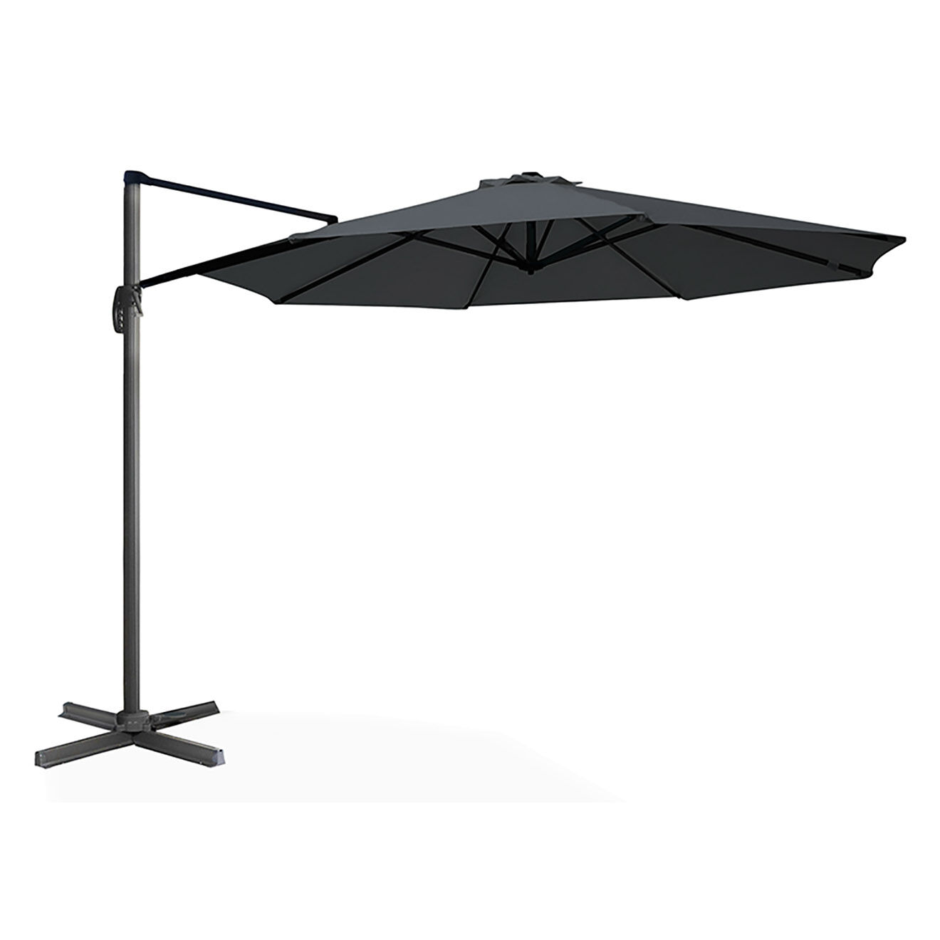 Inkazen Parasol 360° rond avec housse gris - 300x300x255 cm