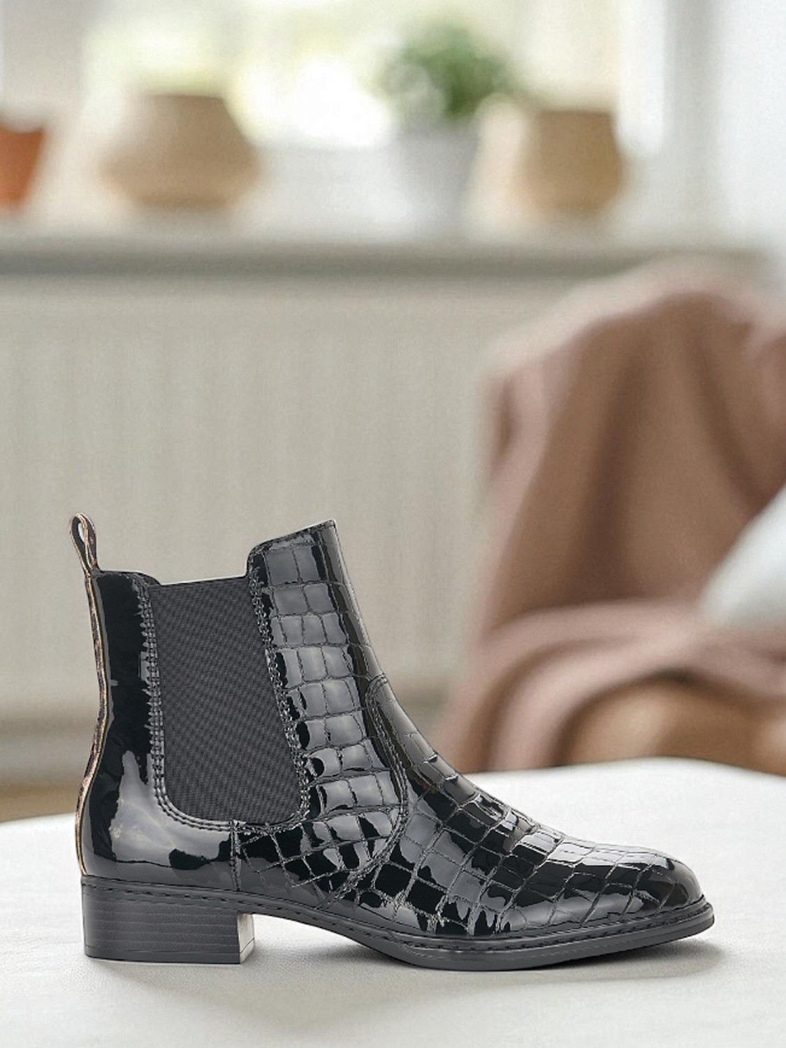 Rieker Sevilla Black Leopard Boots