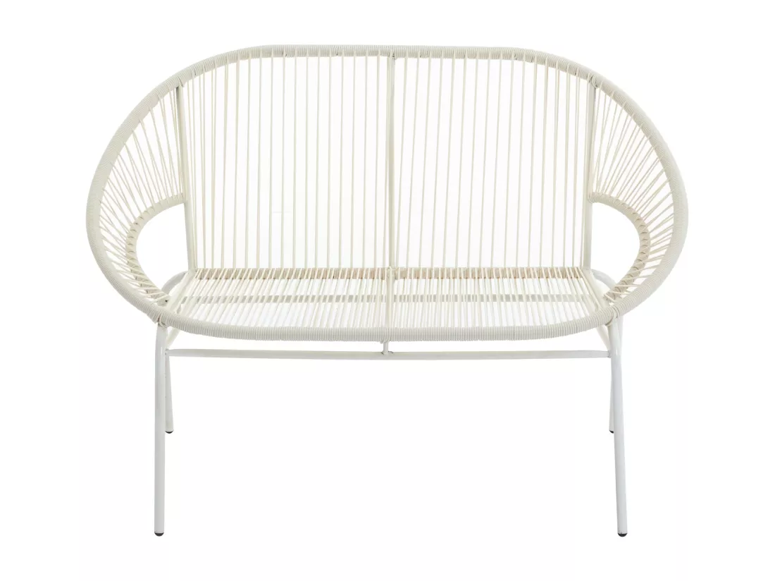 Banc de jardin en fils de résine tressés - Blanc - ALIOS III de MYLIA