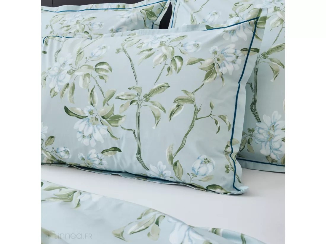 Taie de traversin 240x43 cm percale coton ELÉNA vert Nil