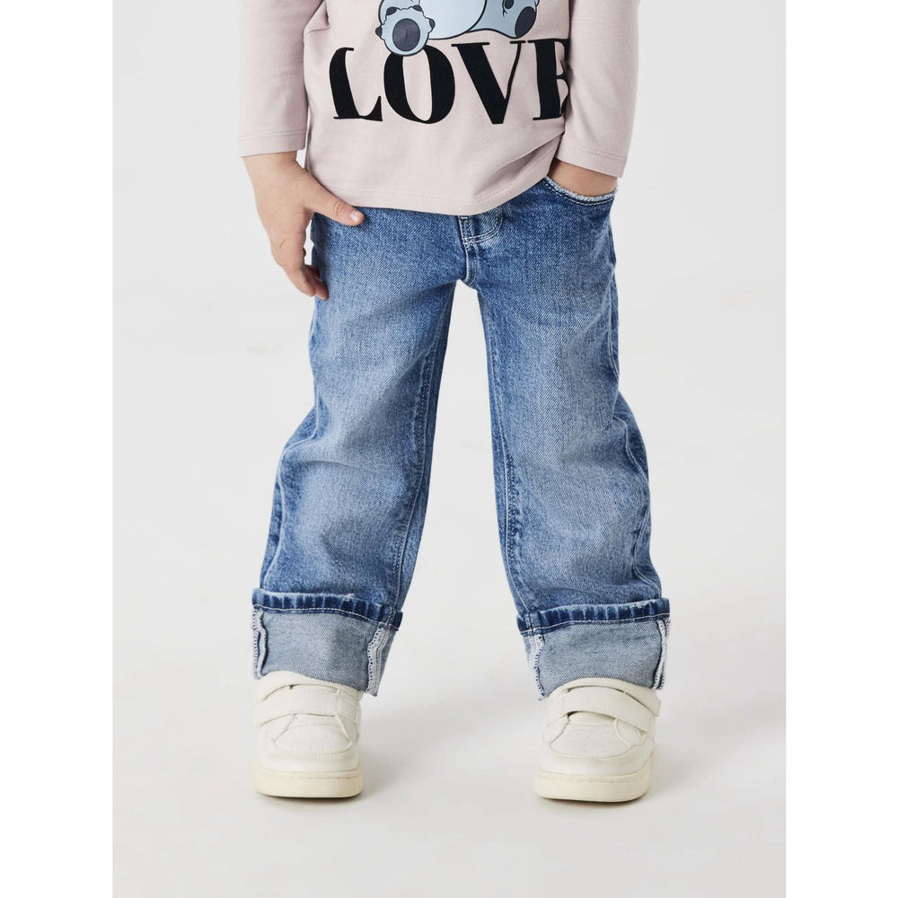 Køb Name It Medium Blue Denim Nmfrose Straight Fold Jeans 4224-Az Noos