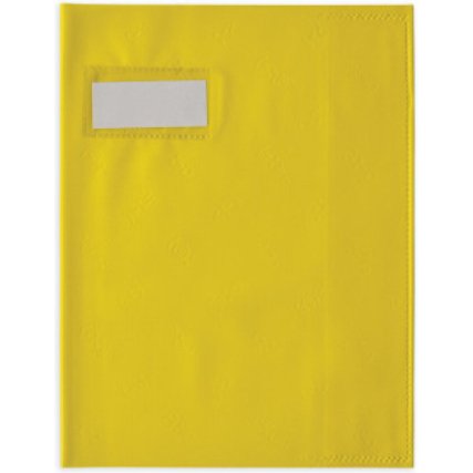 Protège-cahier elba styl'sms pvc opaque 12/100e sans phtalates porte-étiquette et étiquette 170x220mm jaune