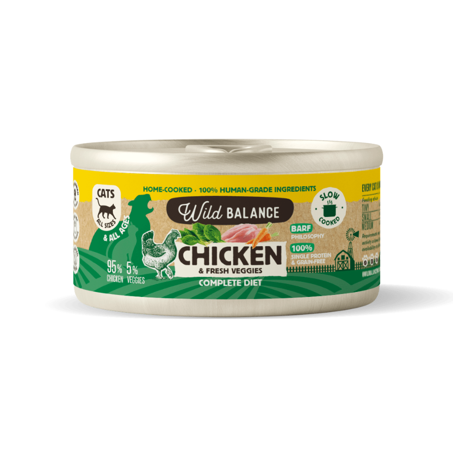 Lata de frango cozido no vapor com legumes para gatos (120g)