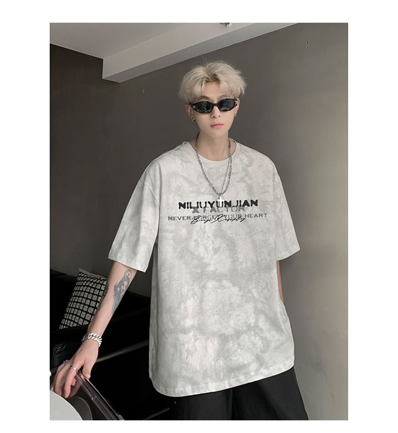 Dandyluxe - T-shirt met korte mouwen, ronde hals en tie-dye print