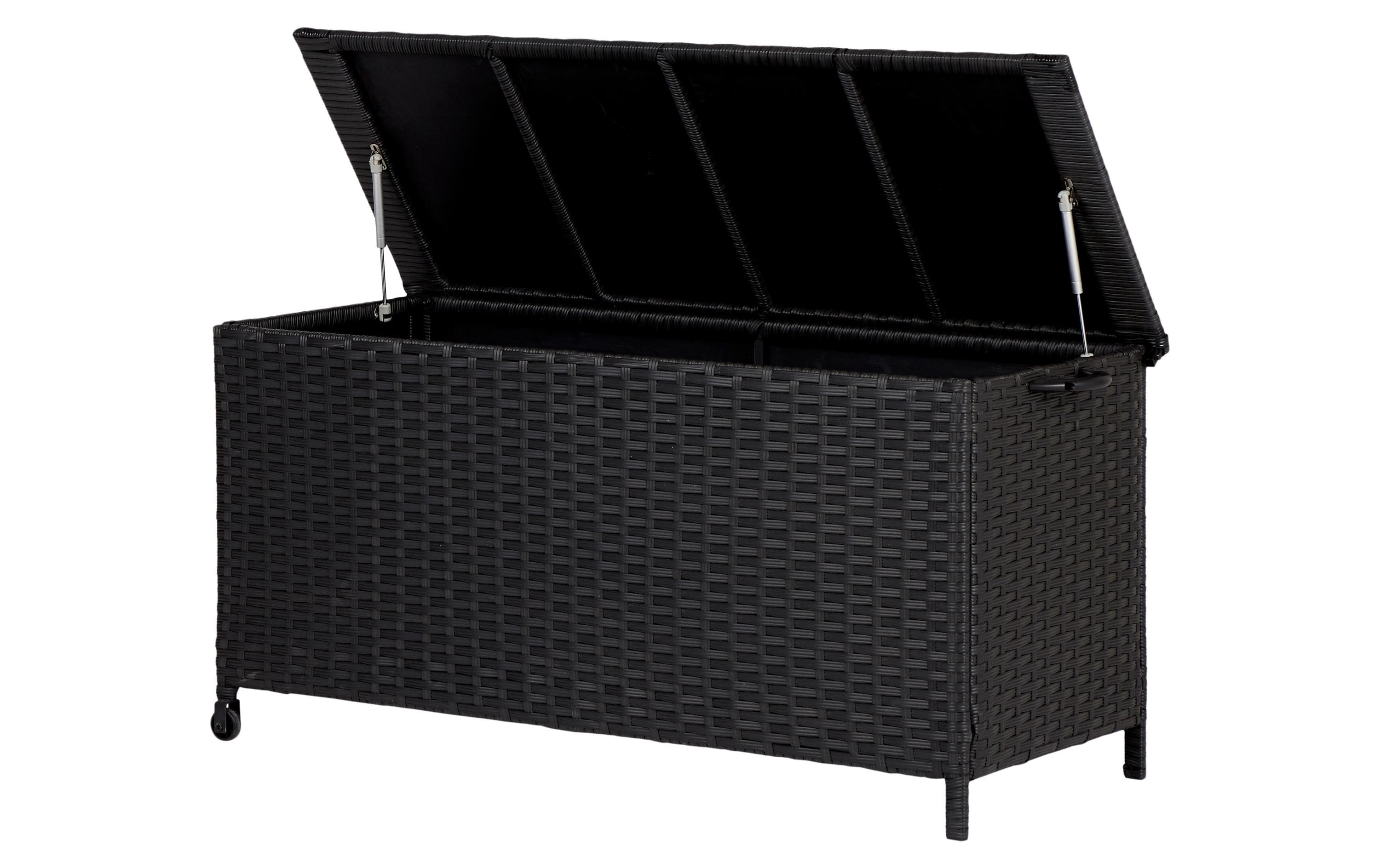 Gartenbox Victoria, 133 x 63 x 45 cm, Schwarz<br>Kissenbox für Terrasse, Balkon oder Loggia