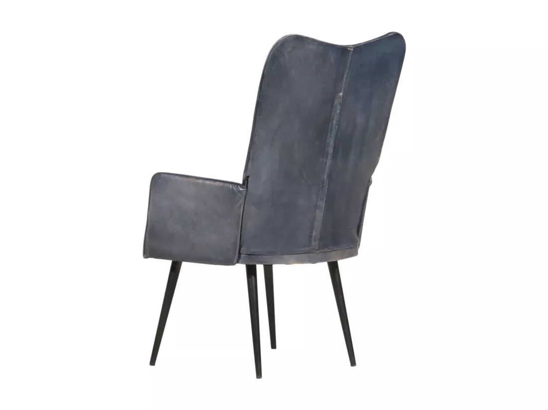 Chaise à oreilles Gris Cuir véritable