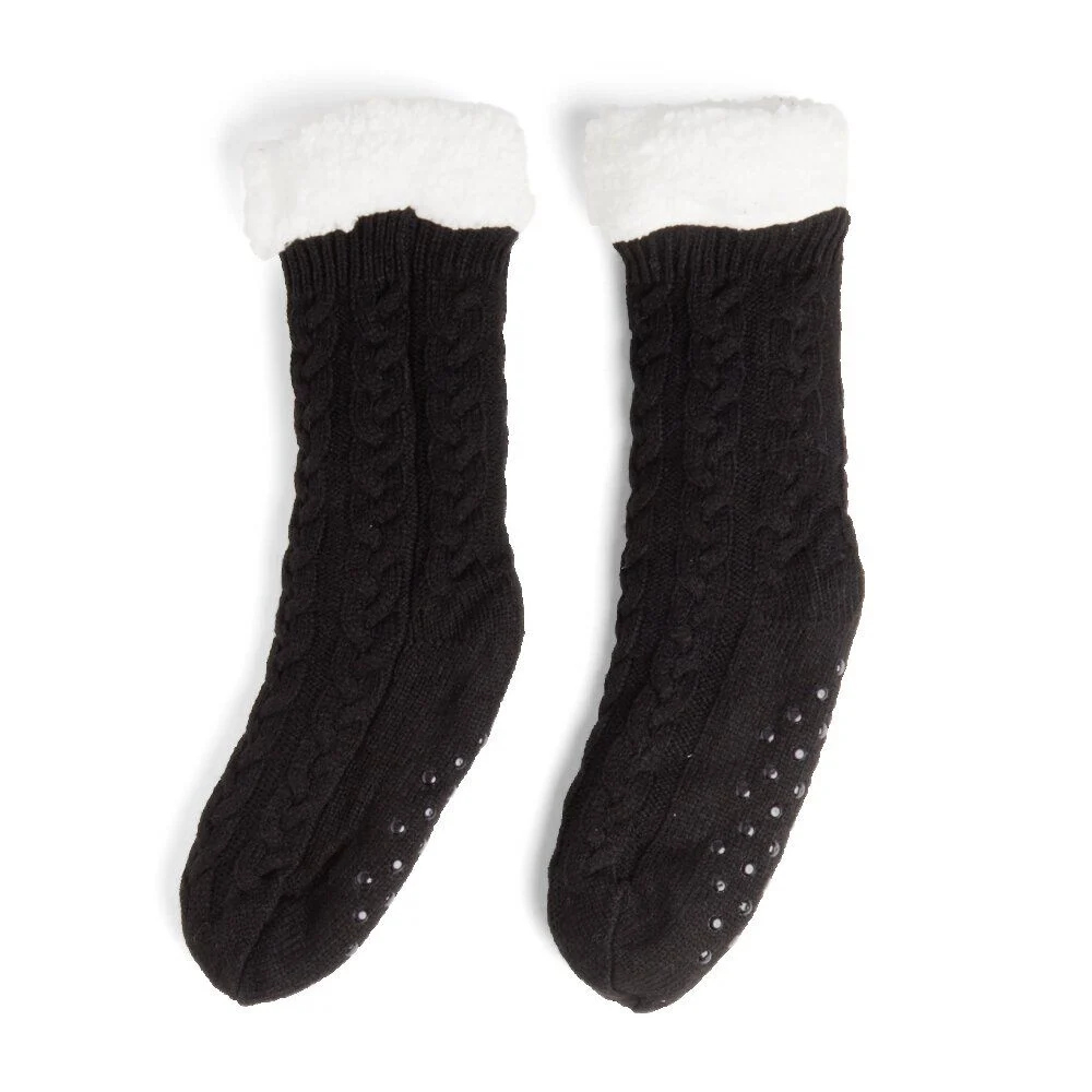 Chaussettes d'intérieur doublées peluche rose TU
