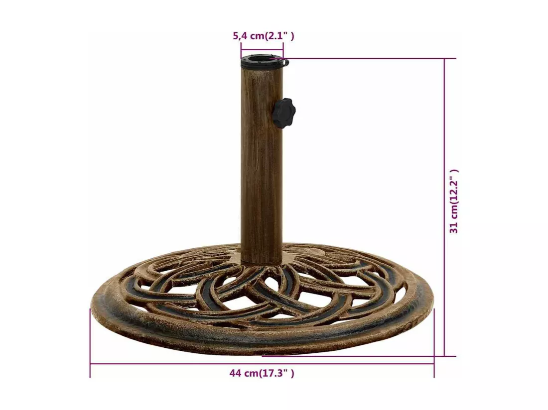 Socle de parasol Bronze 44x44x31 cm Fonte