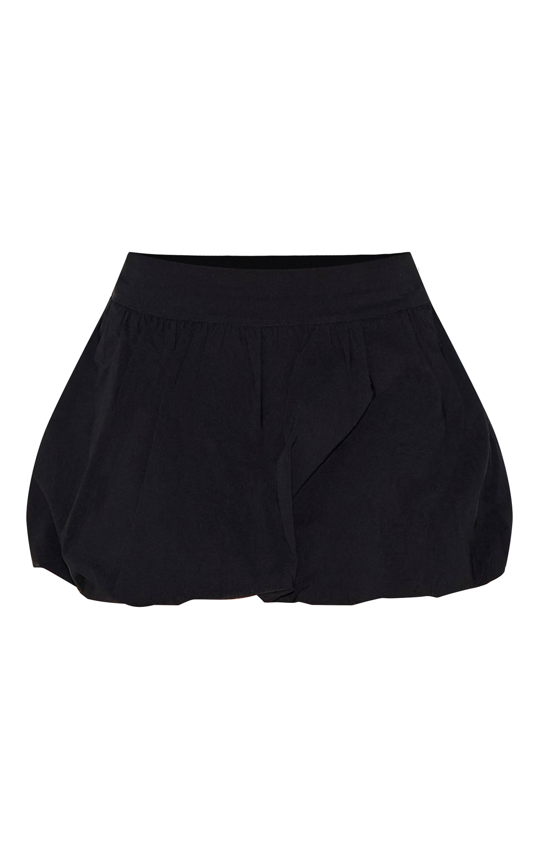 Noir Jupe Micro Mini Bouffante En Tissu Tissé Extensible
