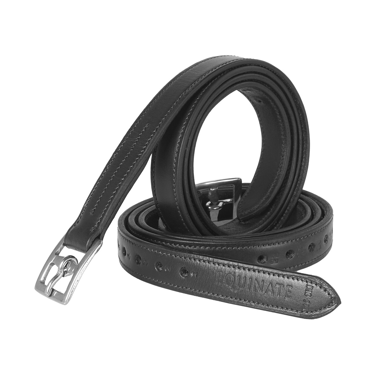 Equinate Leder Steigbügelriemen Superior mit Edelstahlschnallen schwarz 1,5 m