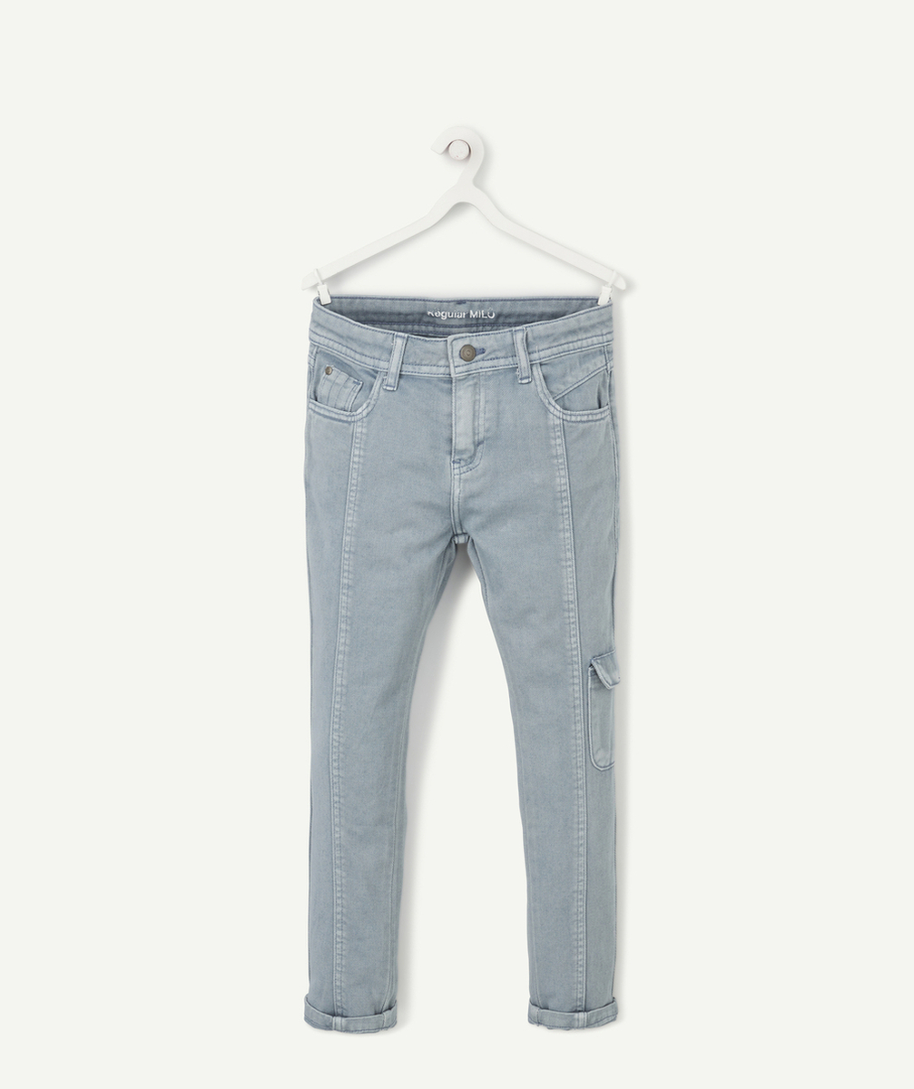 MILO LE PANTALON GARÇON EN COTON GRIS BLEU AVEC POCHE