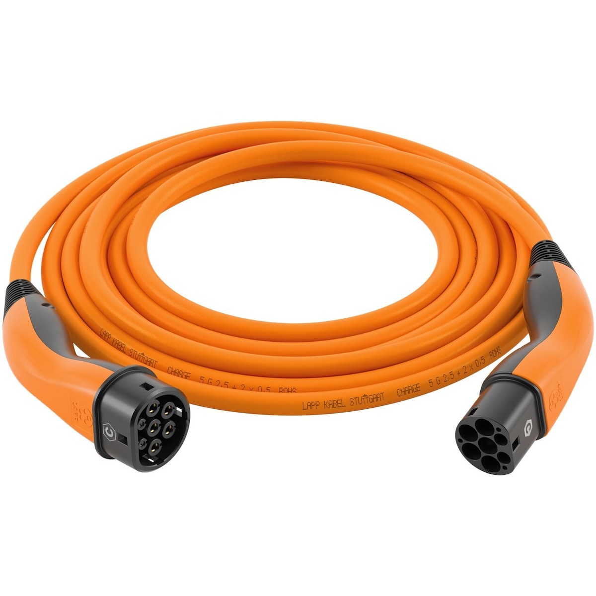 Ladekabel Type 2, opptil 11 kW, 7 m, oransje