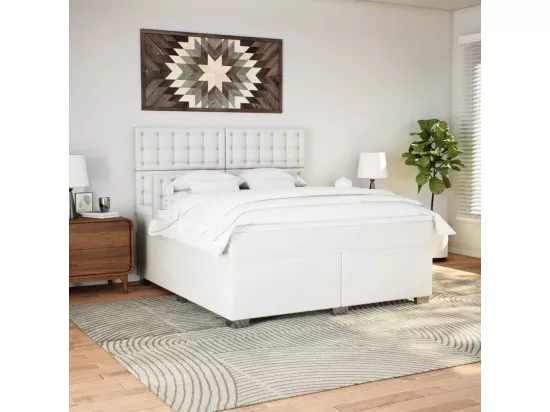 Sommier à lattes de lit avec matelas Blanc 180x200cm Similicuir
