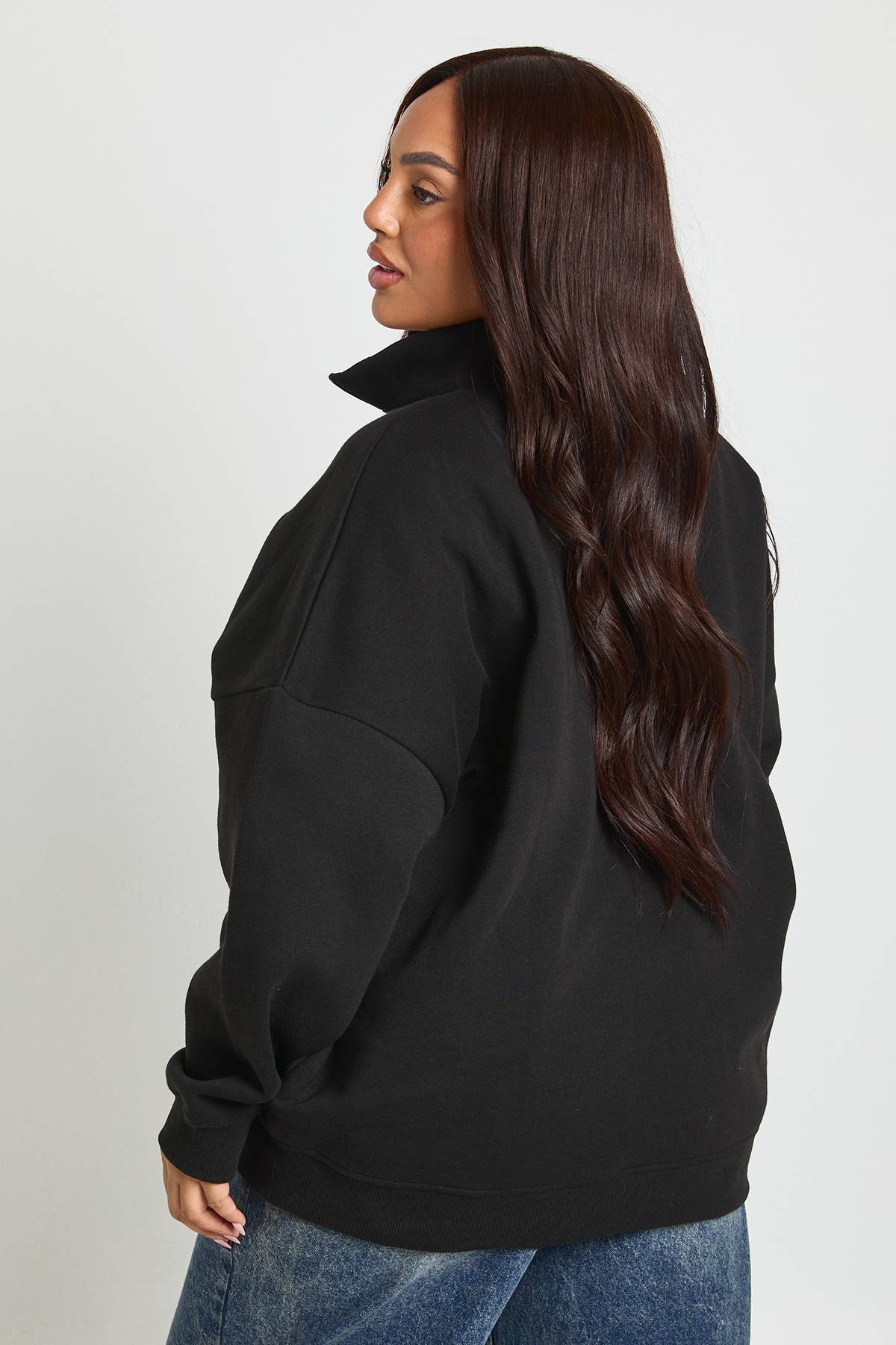 boohoo Sweat-shirt Oversize Grande Taille À Demi-zip