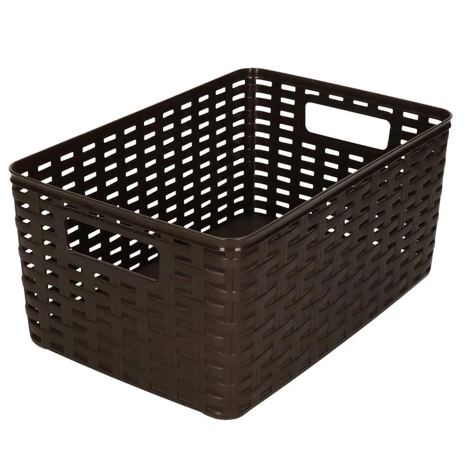 Plasticforte Opbergmand/kastmand - kunststof - donkerbruin - 10 L