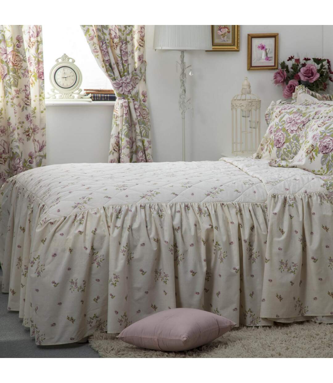 Belledorm - Couvre-lit ROSE BOUTIQUE (Ivoire/Rose/Vert) - UTBM275