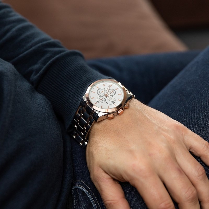 Coffret montre Homme GIORGIO bracelet Acier Argenté