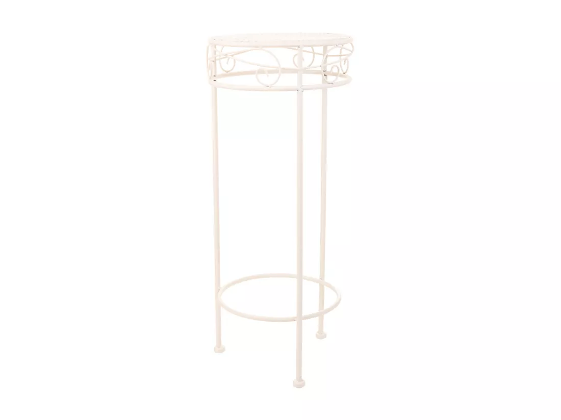 Lot de 3 cache-pots en fer forgé blanc 30x30x70h-25x25x60h-20x20x50h cm