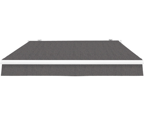 SOLUNA knikarmscherm Proof 2,5x2 Stoffen design U104 Frame RAL 9010 Zuiver wit Aandrijving rechts incl. slinger