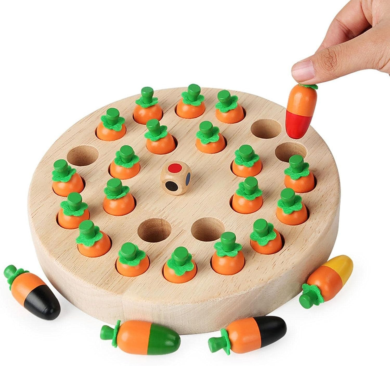 (Ø20cm) Holz Gedächtnis Spiel IQ Farben Memory Gehirn Training Strategiespiel - Karotte