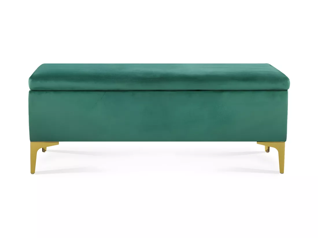 Banquette Coffre Chloé velours Vert pieds or