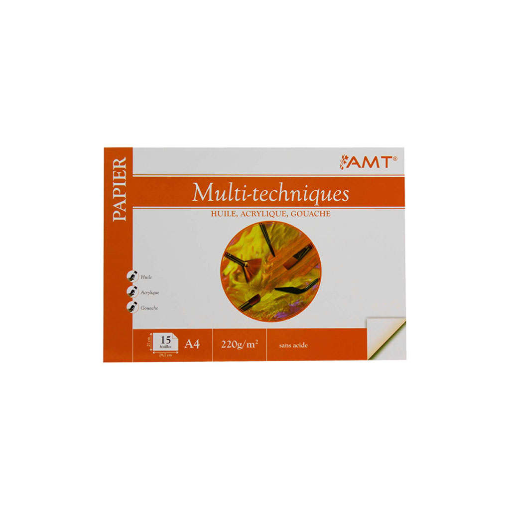 Bloc de 15 feuilles multi techniques A4 220g/m²
