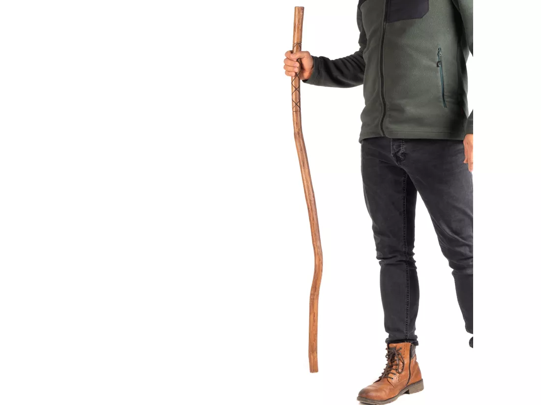 BÂTON DE RANDONNÉE DÉCORATIF Marcher 120 cm, Teck massif couleurs naturelles